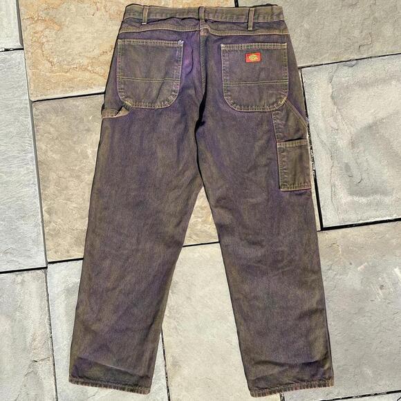 Reworked Dickies Purple Brown Yellow Denim Carpenter Jeans - Picture 1 of 8